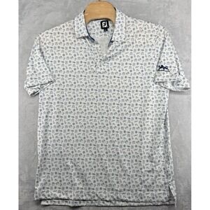 Footjoy FJ Firethorne AOP Travel Planes Golf Print Polo‎ Shirt Men's Size XL EUC